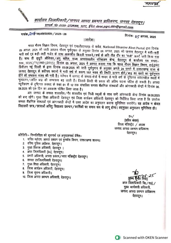 भारी बारिश का येलो अलर्ट राजधानी में 1 से 12 तक की स्कूल रहेंगे बंद आदेश जारी