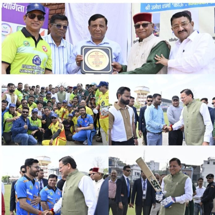 सीएम धामी के शॉट से गूंजा मैदान, उत्तरांचल प्रेस क्लब क्रिकेट टूर्नामेंट का भव्य आगा