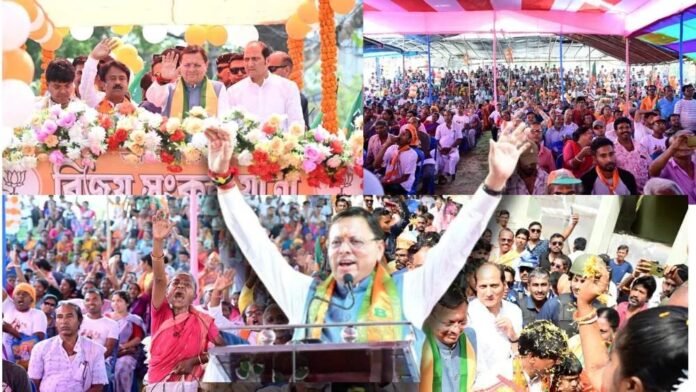 बंगाल के चुनावी रण में उत्तराखंड के ‘धाकड़’ धामी, बनगांव में धुरंधर धामी का दमदार रोड शो, उमड़ा जनसैलाब