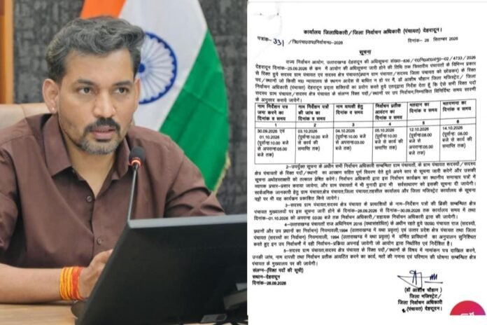 देहरादून में पंचायत उपचुनाव का कार्यक्रम घोषित, 30 सितंबर से भरे जाएंगे नामांकन पत्र
