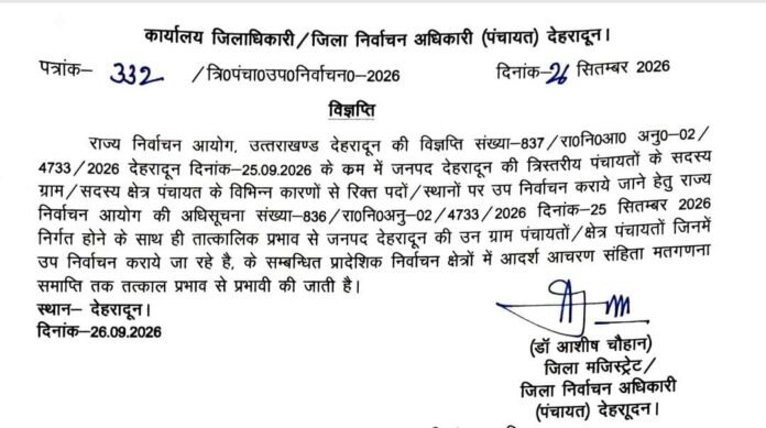 त्रिस्तरीय पंचायत उपचुनाव को लेकर आदर्श आचार संहिता लागू